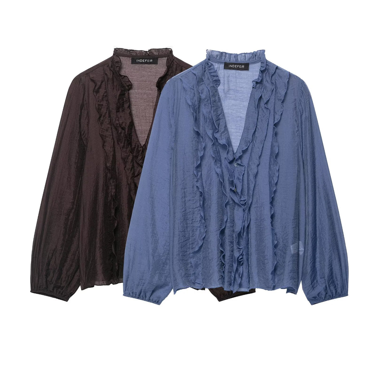Women's Laminated Decoration Long Sleeve Shirt
