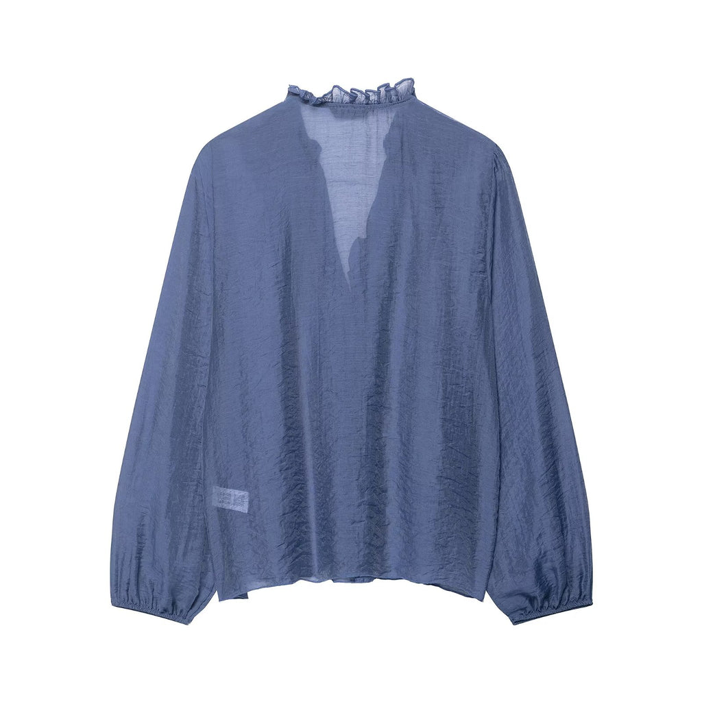 Women's Laminated Decoration Long Sleeve Shirt