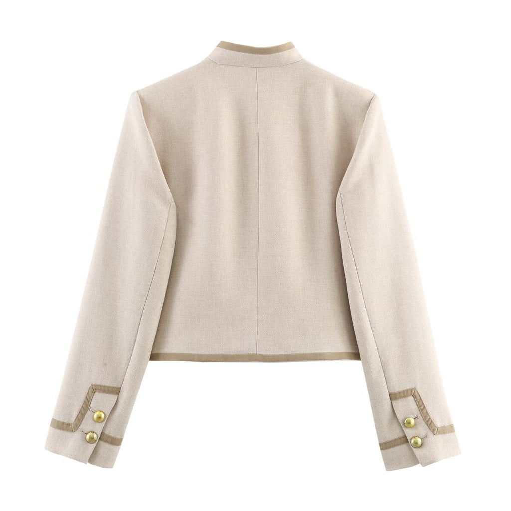 Women's Padded-Shoulder Knot-Button Top