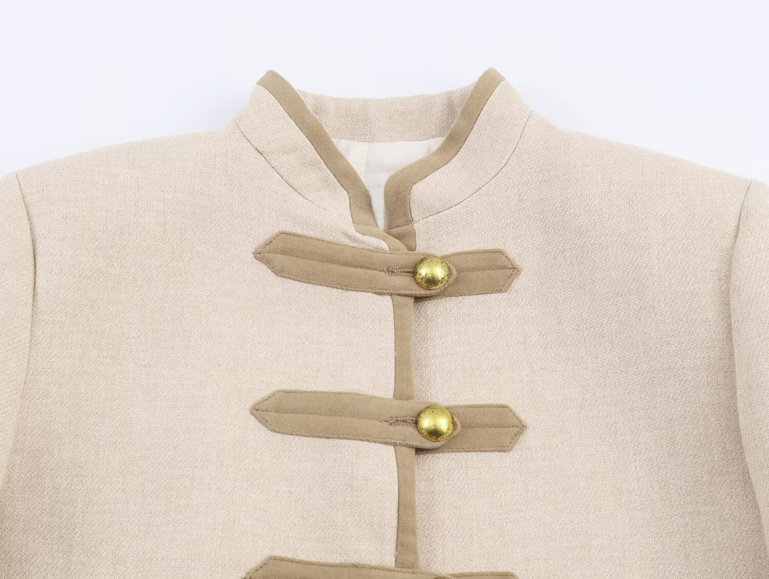 Women's Padded-Shoulder Knot-Button Top