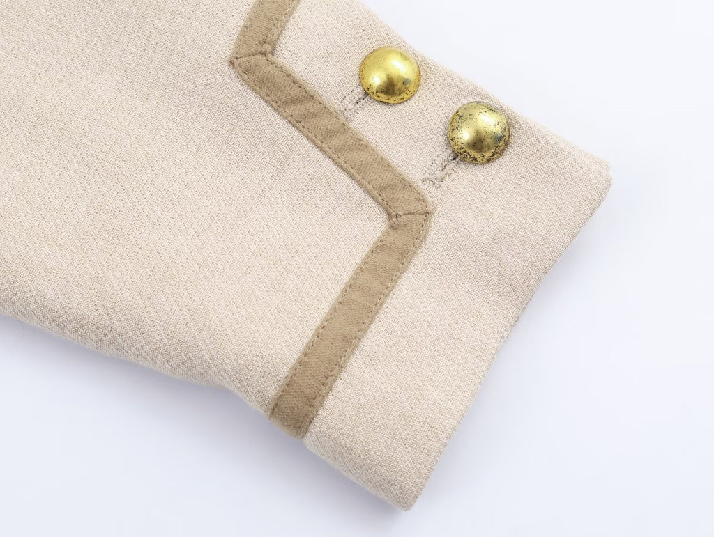 Women's Padded-Shoulder Knot-Button Top