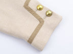Women's Padded-Shoulder Knot-Button Top