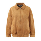 Women's Autumn Winter Vintage Suede Fabric Jacket Coat Suede Shorts Set