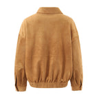 Women's Autumn Winter Vintage Suede Fabric Jacket Coat Suede Shorts Set