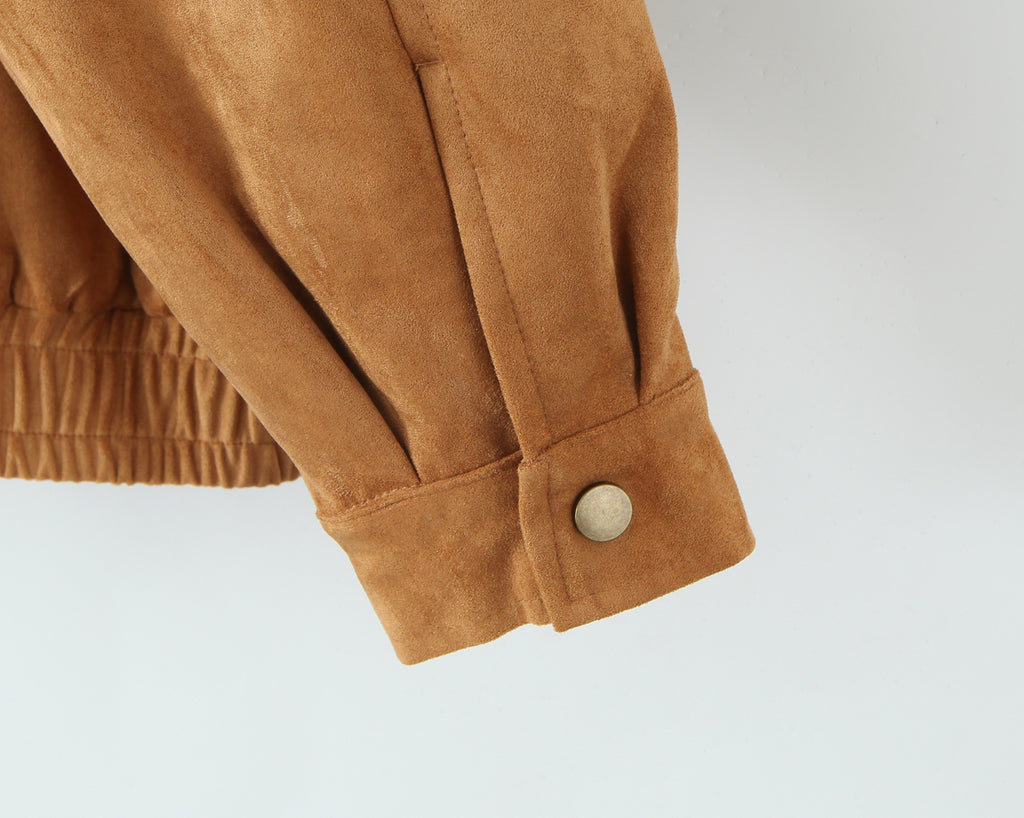 Women's Autumn Winter Vintage Suede Fabric Jacket Coat Suede Shorts Set
