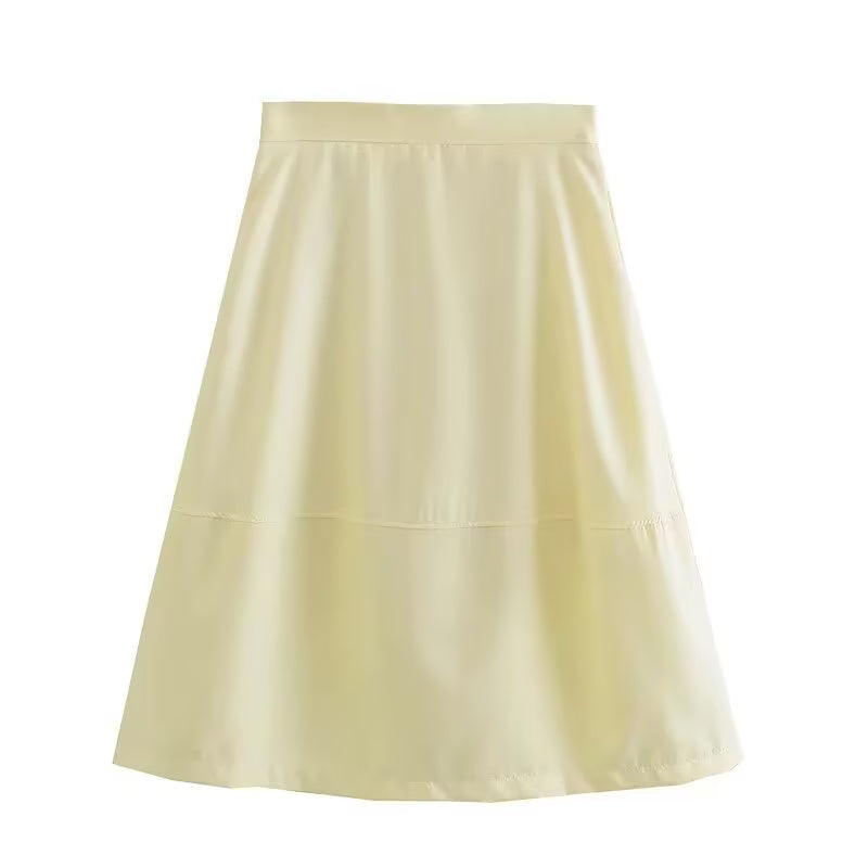 Three Color Casual Pocket Umbrella Skirt