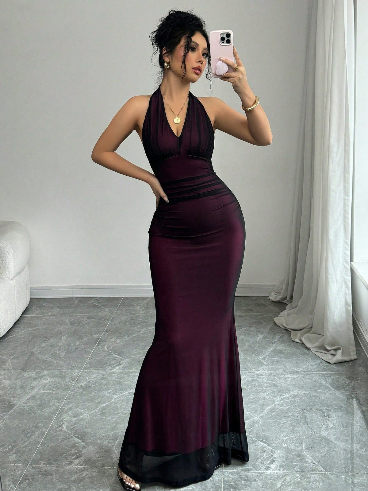Summer Halter Mesh Sleeveless Dress