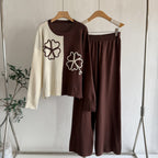 Women's Autumn And Winter Casual Sweater Wide Leg Two Piece Pants Set