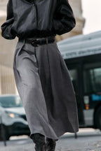 Women's Autumn Padded Shoulder Herringbone Blazer and Skirt Two-Piece Set