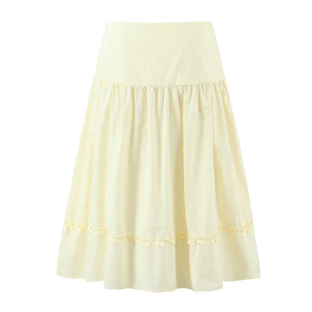 Women's White Long-Sleeve Top and Skirt Two-Piece Set