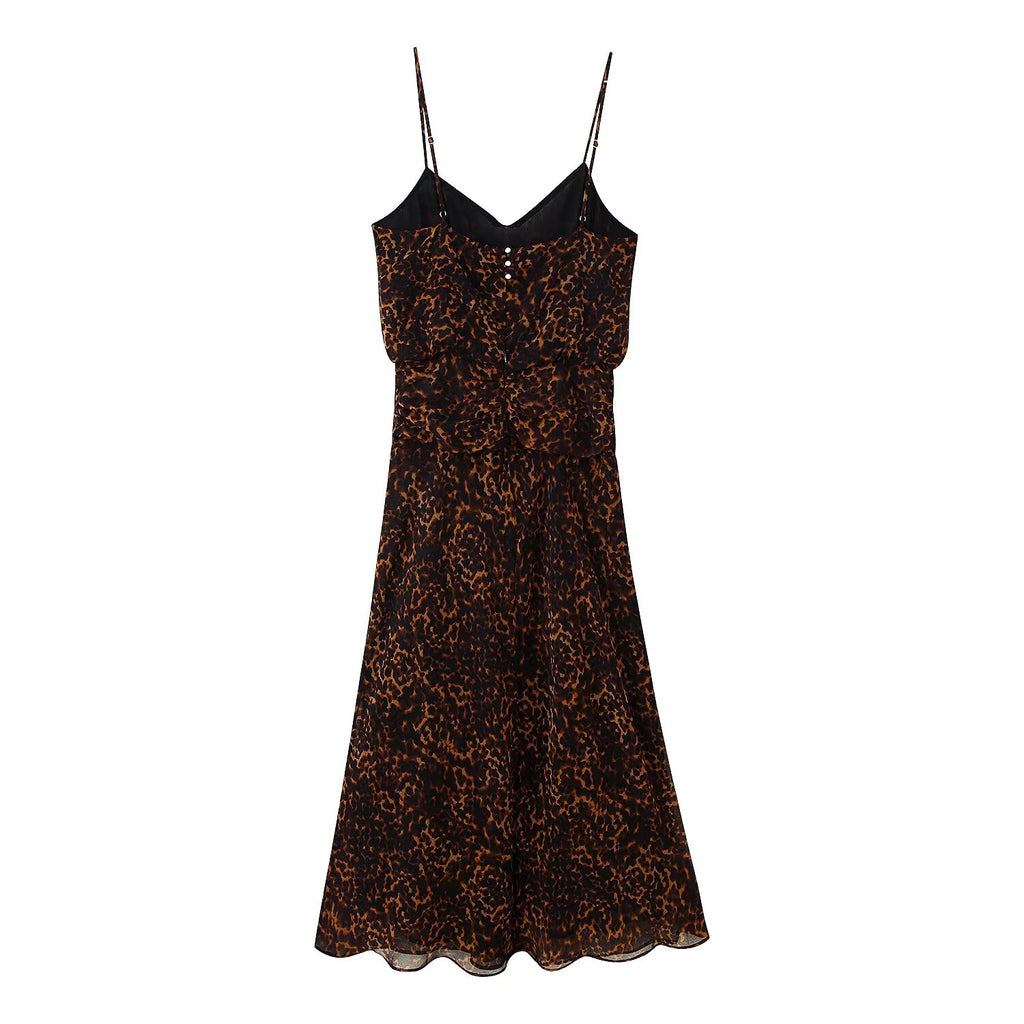Women's Lightly Mature Animal Print Midi Strap Dress