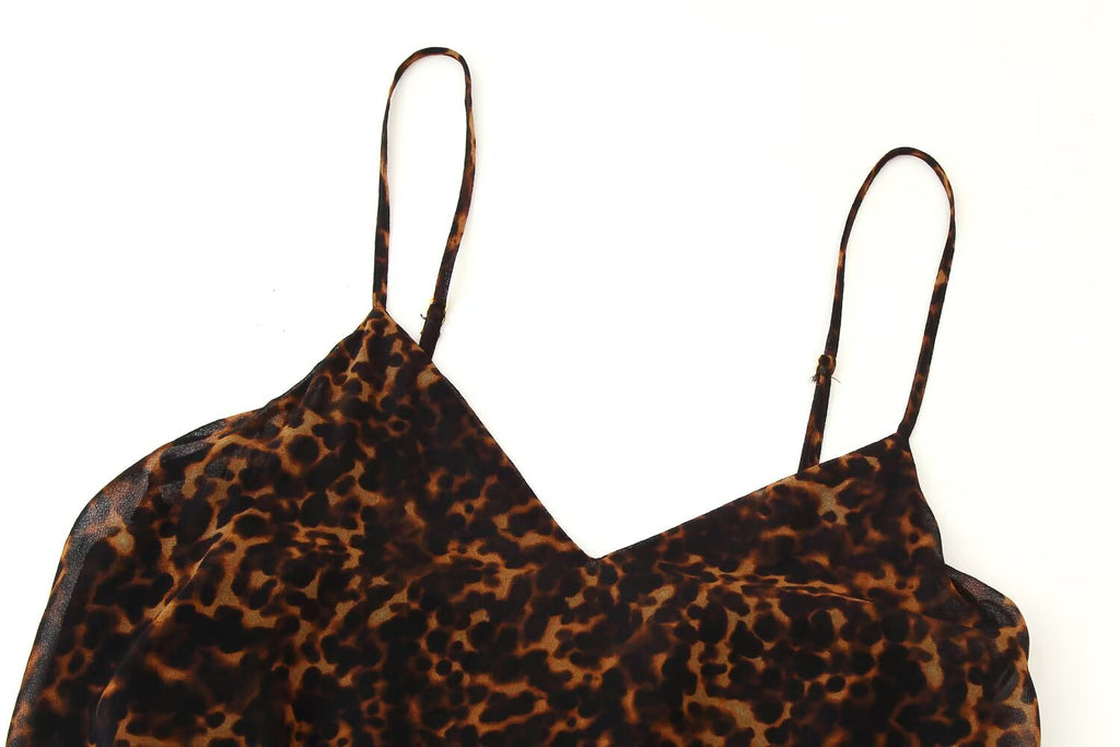 Women's Lightly Mature Animal Print Midi Strap Dress