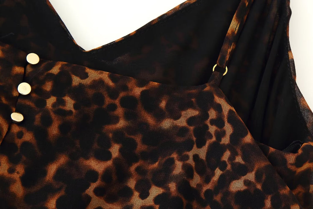 Women's Lightly Mature Animal Print Midi Strap Dress