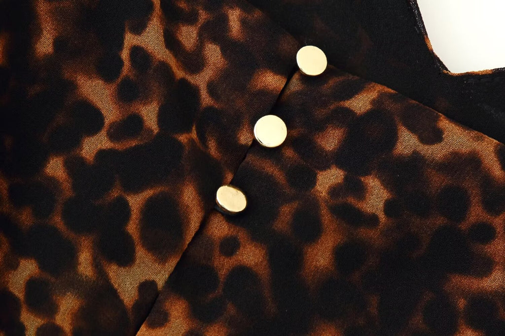 Women's Lightly Mature Animal Print Midi Strap Dress