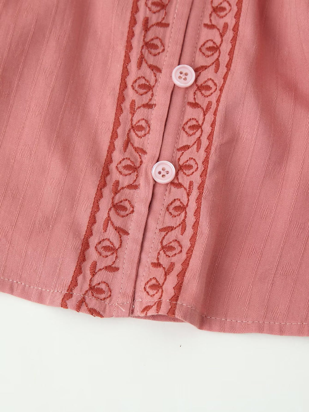 Women's Clothing Long Sleeve Contrast Color Embroidered Shirt