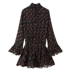 Women's Lace-Trim Floral Collared Mini Dress