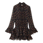 Women's Lace-Trim Floral Collared Mini Dress