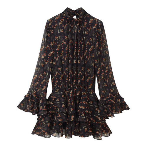 Women Clothing Western Floral Print Seersucker Dress