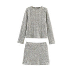 Women's Autumn Design Long Sleeve Top and Skirt Two-Piece Set