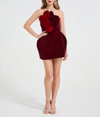 Women's 's Red Heart Strapless Party Dress