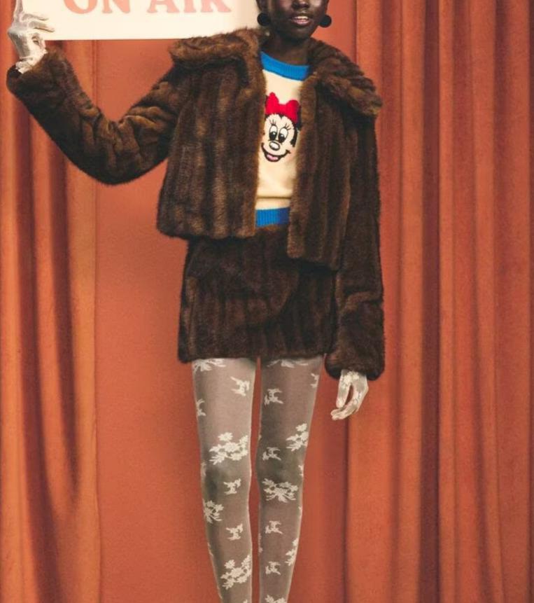 Women's Fall Artificial Fur Effect Jacket and Skirt Two-Piece Set