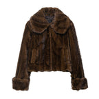 Women's Fall Artificial Fur Effect Jacket and Skirt Two-Piece Set