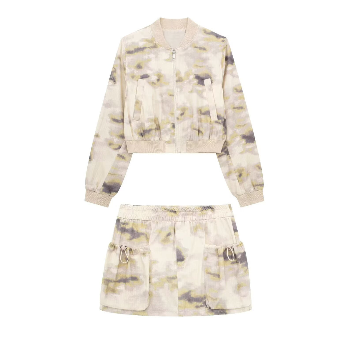 Women's Bomber Jacket And Skirt Two-Piece Set