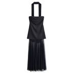 Women's Halter Lace Patchwork Ruched Dress