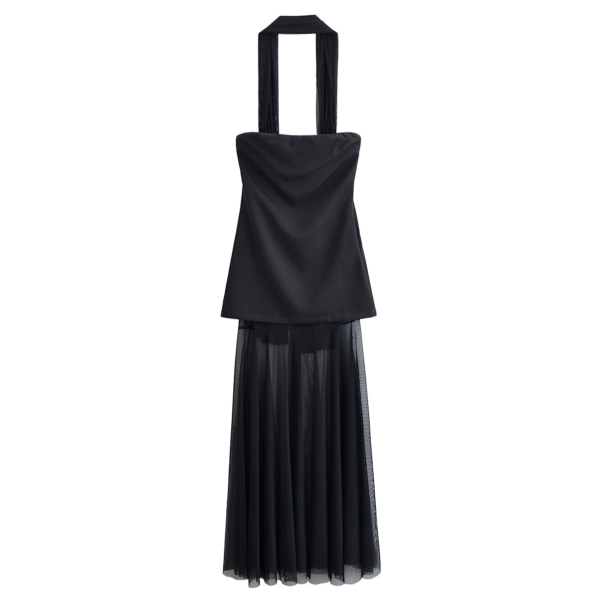 Women's Halter Lace Patchwork Ruched Dress