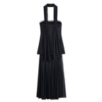 Women's Halter Lace Patchwork Ruched Dress