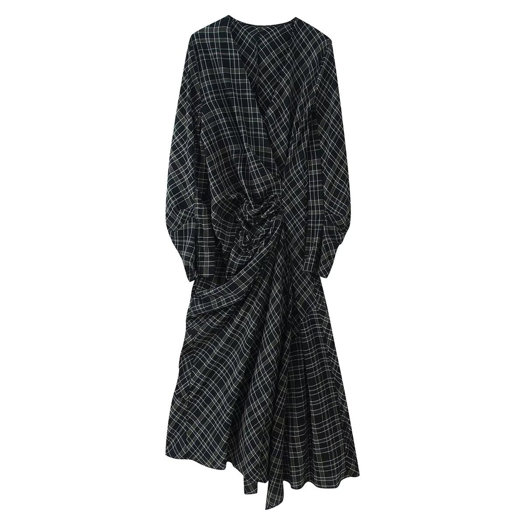 Pleated Plaid Dress