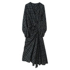 Pleated Plaid Dress