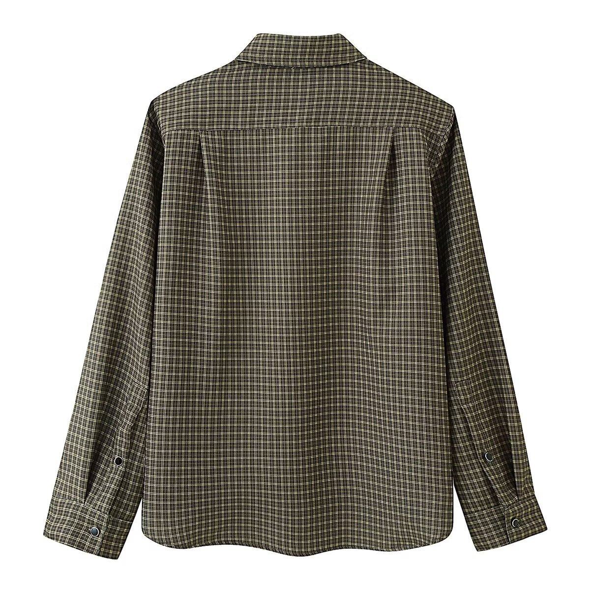 Women's Autumn Lazy Wind Loose Padded Shoulder Long Sleeve Plaid Shirt