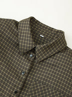 Women's Autumn Lazy Wind Loose Padded Shoulder Long Sleeve Plaid Shirt