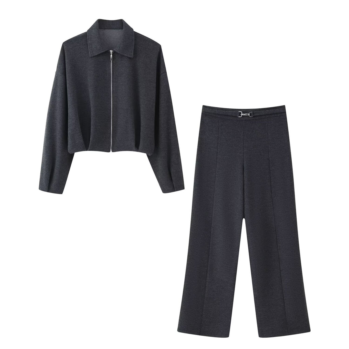 Women's Fall Soft Twill Jacket Coat Trousers Sets