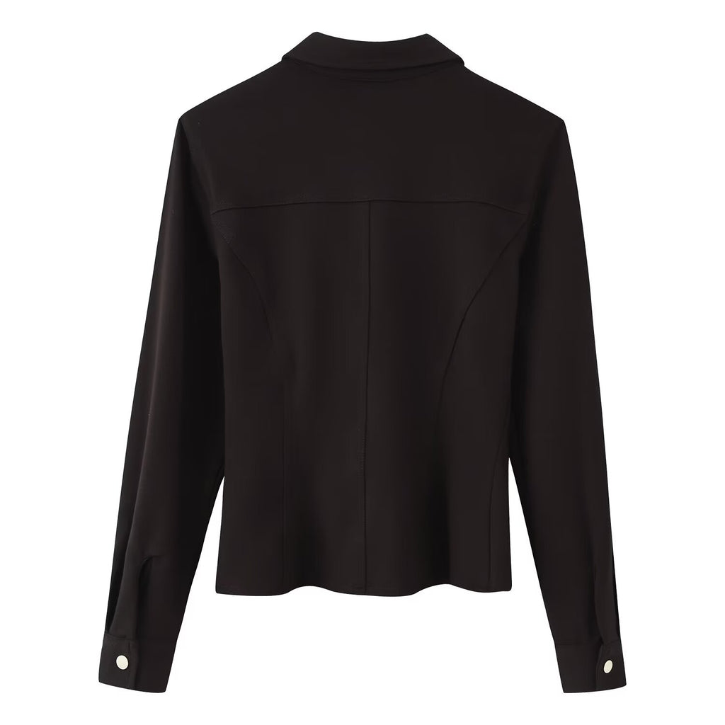 Women's Slim Crepe Shirt Bell Bottom Pants Sets
