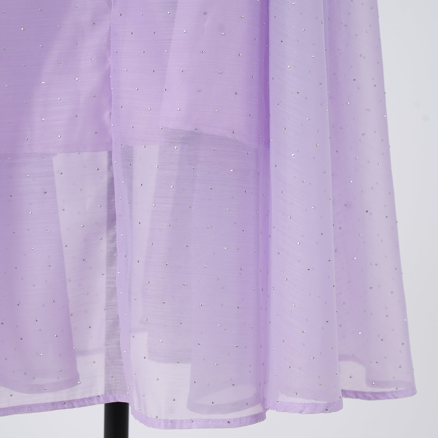 Women's Stand-Collar Rhinestone Belted Ruffle Long-Sleeve A-Line Maxi Dress