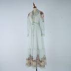 Women's Spring Autumn Printed Fitted V Neck And Printed Dress