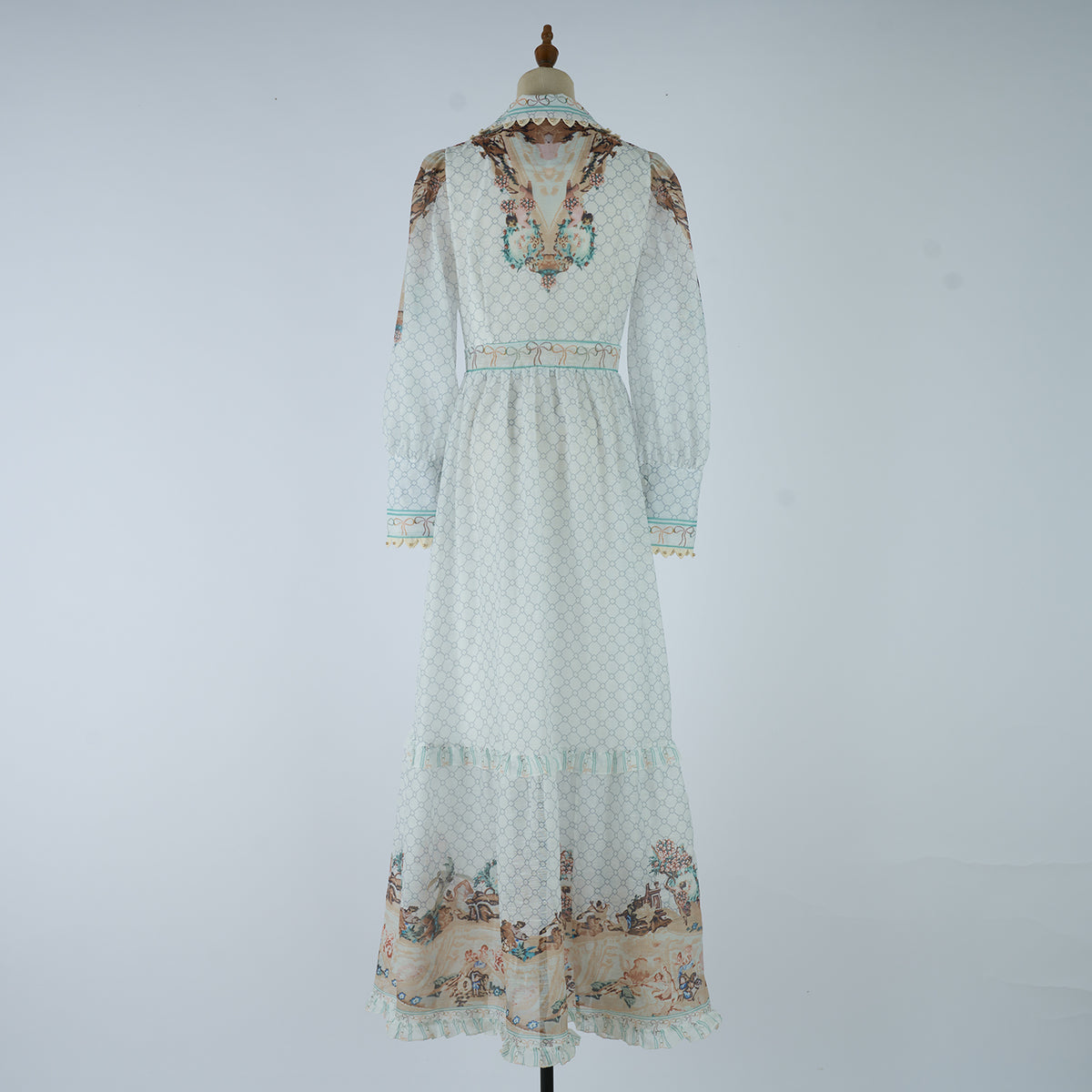 Women's Spring Autumn Printed Fitted V Neck And Printed Dress
