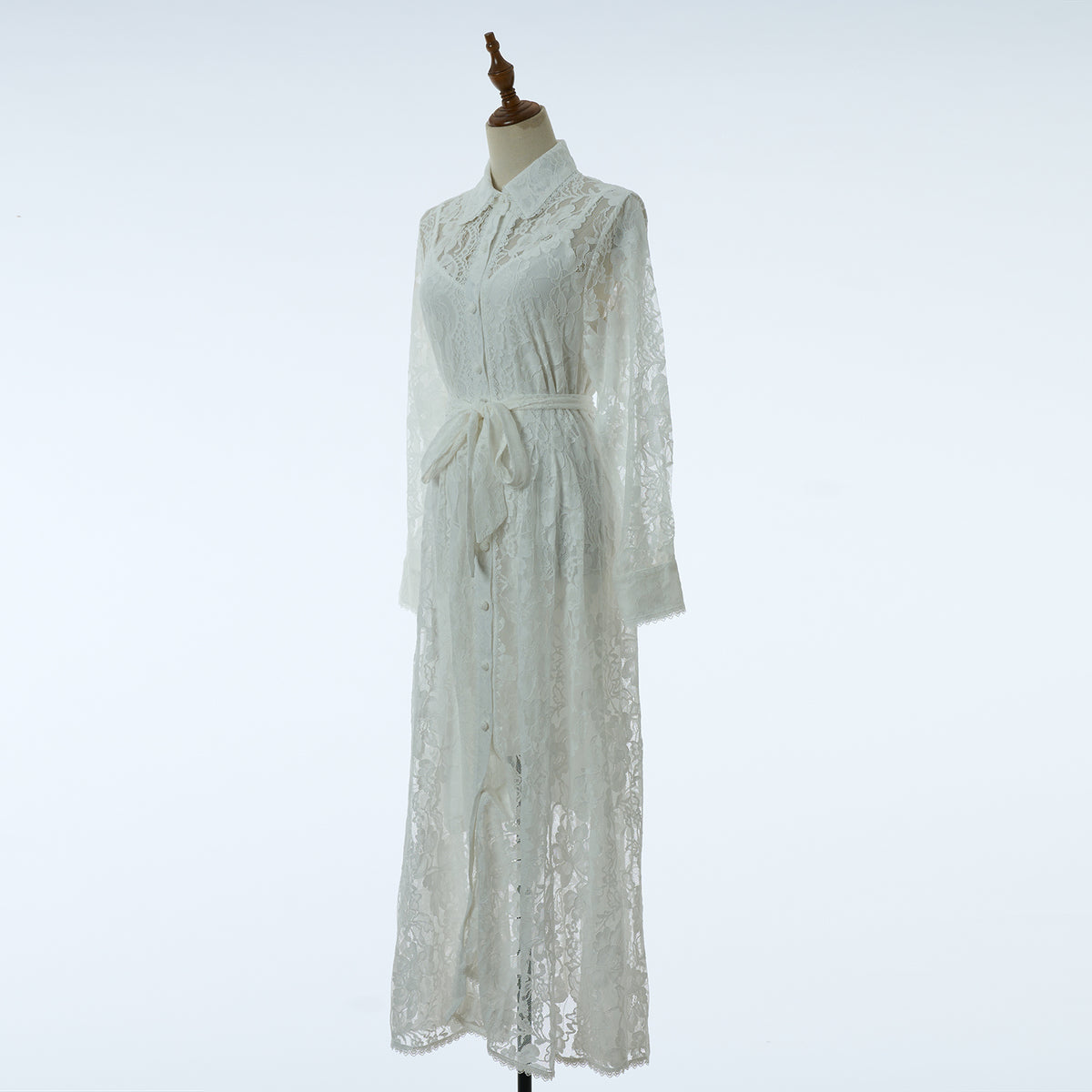 Women's Belted Collared Maxi Dress