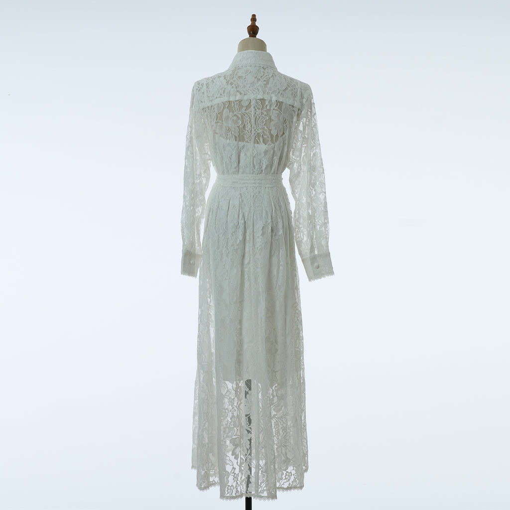 Women's Belted Collared Maxi Dress