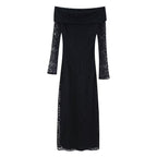 Women's Off-Shoulder Lace Long-Sleeve Dress