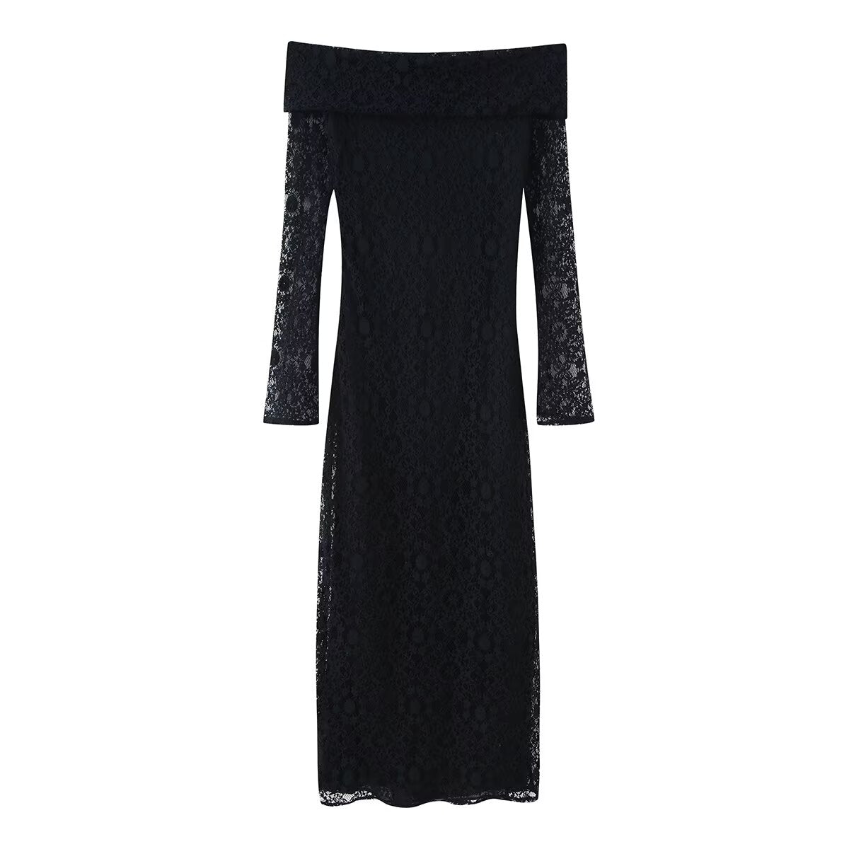 Women's Off-Shoulder Lace Long-Sleeve Dress