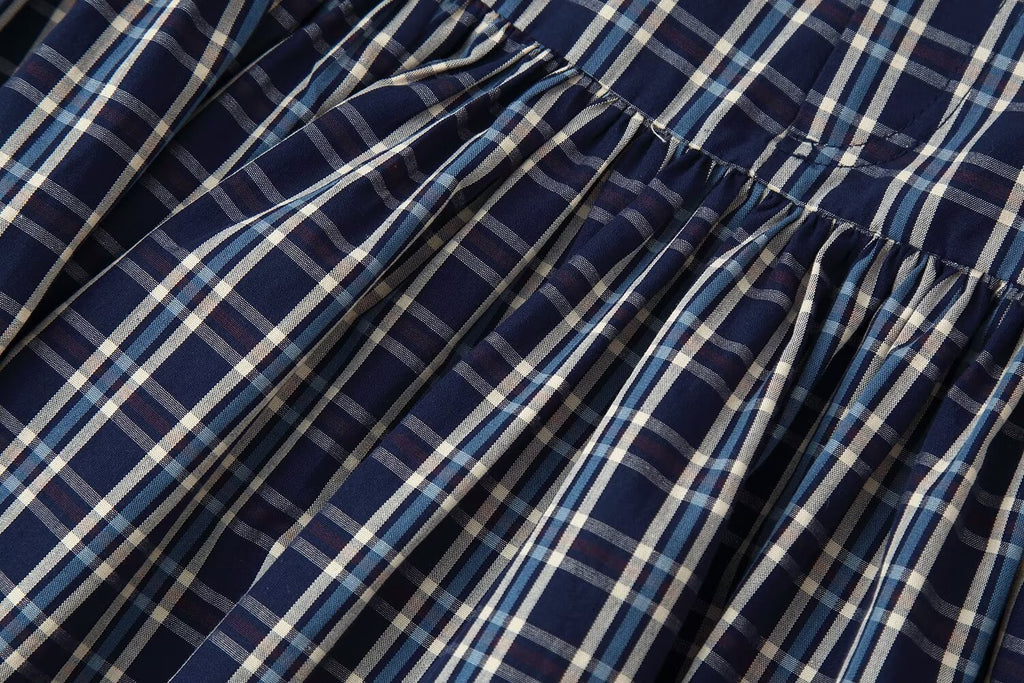 Women's Mid Waist with Belt Plaid Midi Skirt