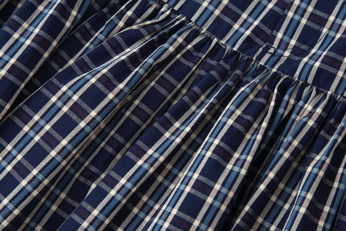 Women's Mid Waist with Belt Plaid Midi Skirt