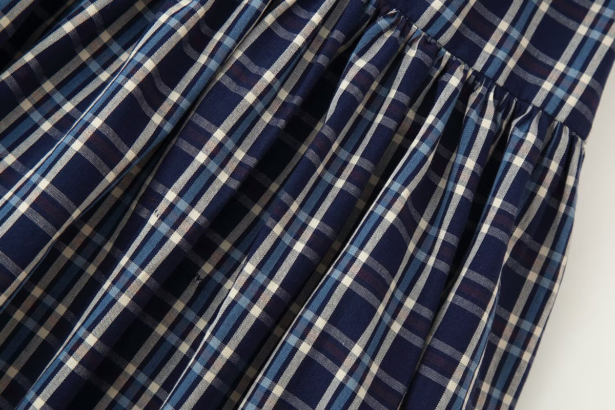 Women's Mid Waist with Belt Plaid Midi Skirt