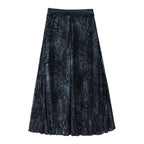 Women's Fall with Belt Printing Midi Skirt