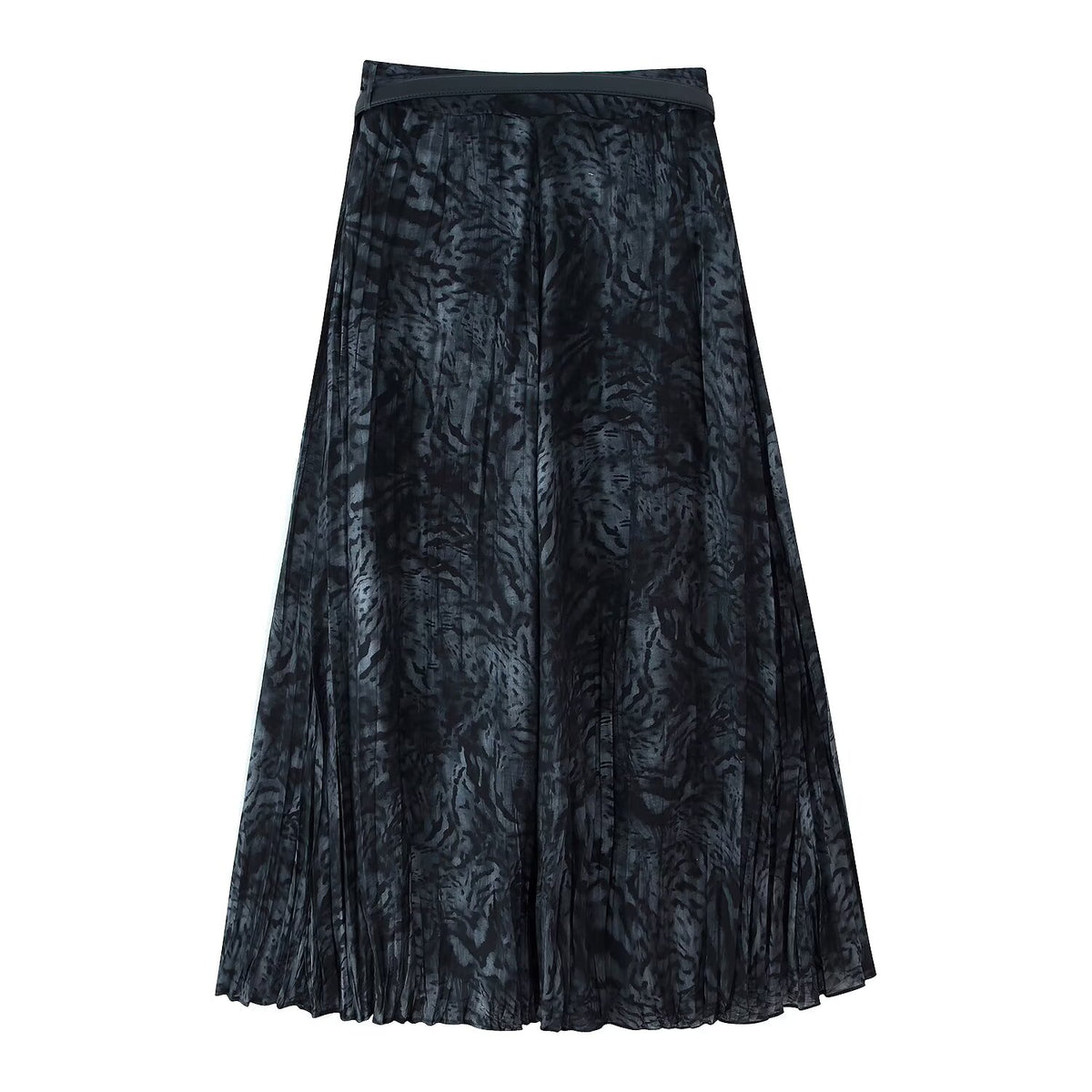 Women's Fall with Belt Printing Midi Skirt