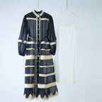 Autumn Long-Sleeve Lace Patchwork Striped Dress