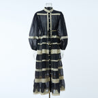 Autumn Long-Sleeve Lace Patchwork Striped Dress